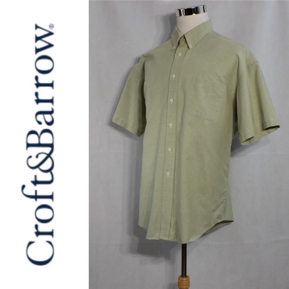 CROFT & BARROW Mens Oxford Shirt 2XL Green